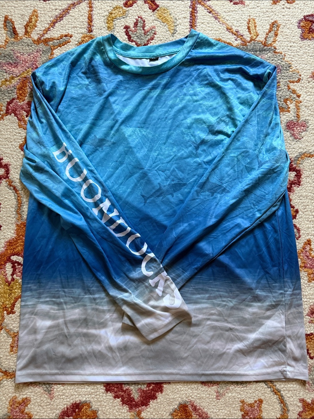4/$25 SALE Men's Blue & White Ombre Long-Sleeve Florida Keys Vacation Swim Tee